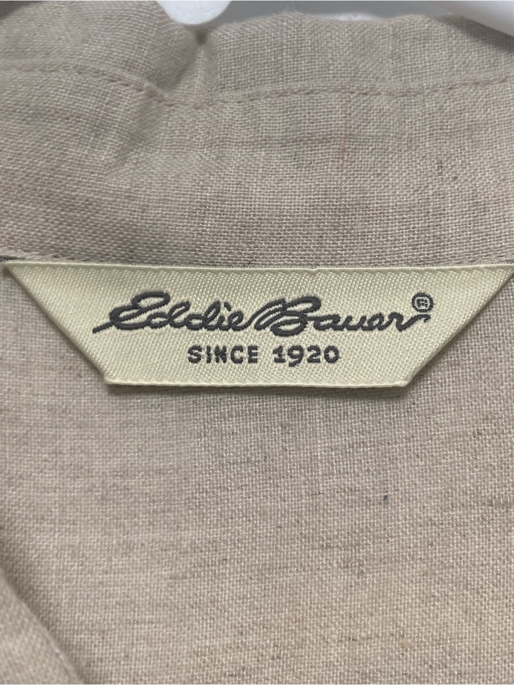 Eddie Bauer Vintage Linen Blend Short Sleeve Button Up Shirt Beige Size L Women' - Picture 13 of 16